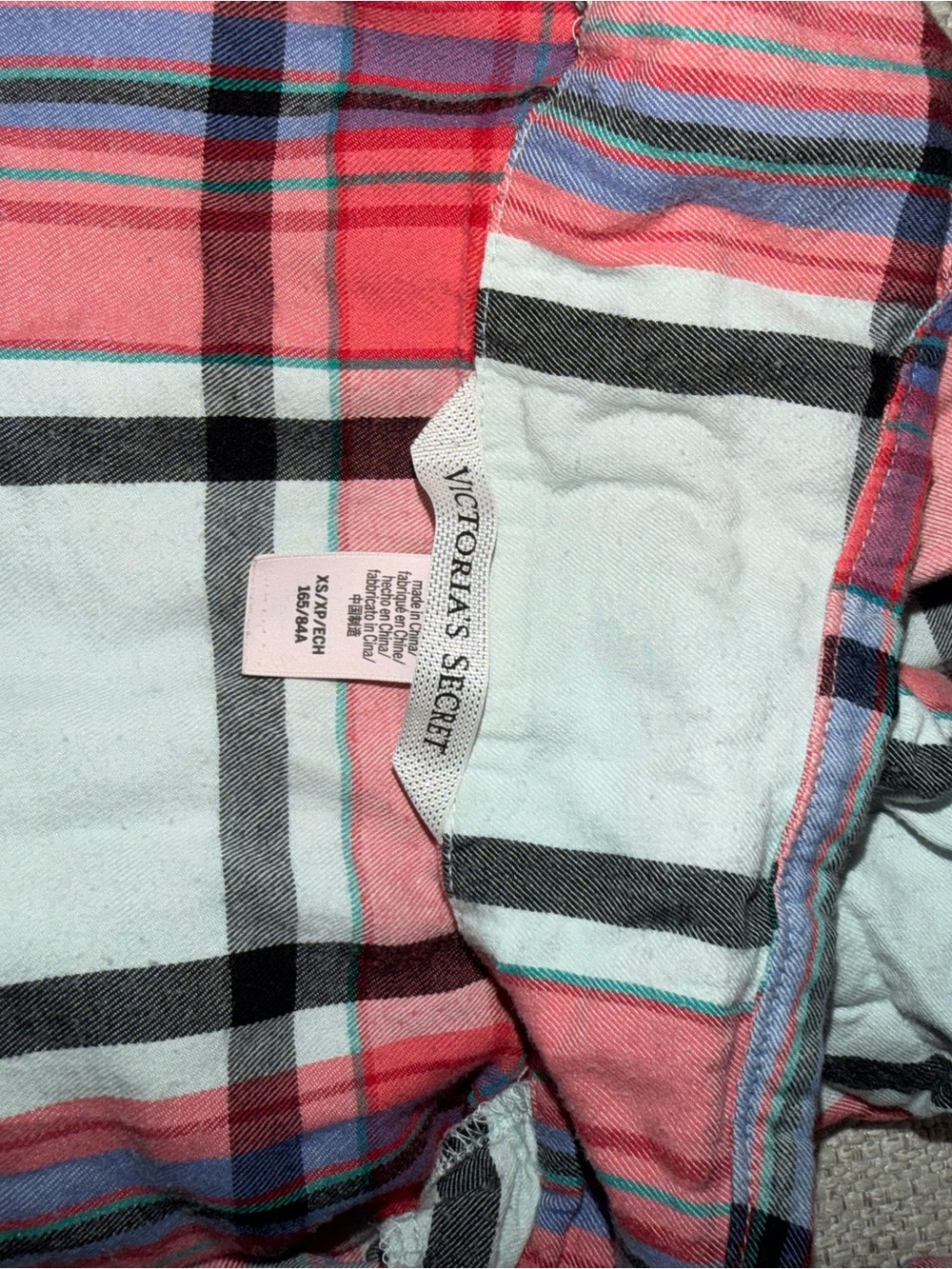Victoria's Secret Plaid Long Sleep Shirt in Red, Black & Light Blue